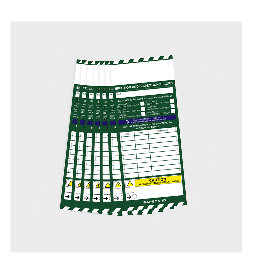 Safegard Scaff-tag Inspection Record Insert
